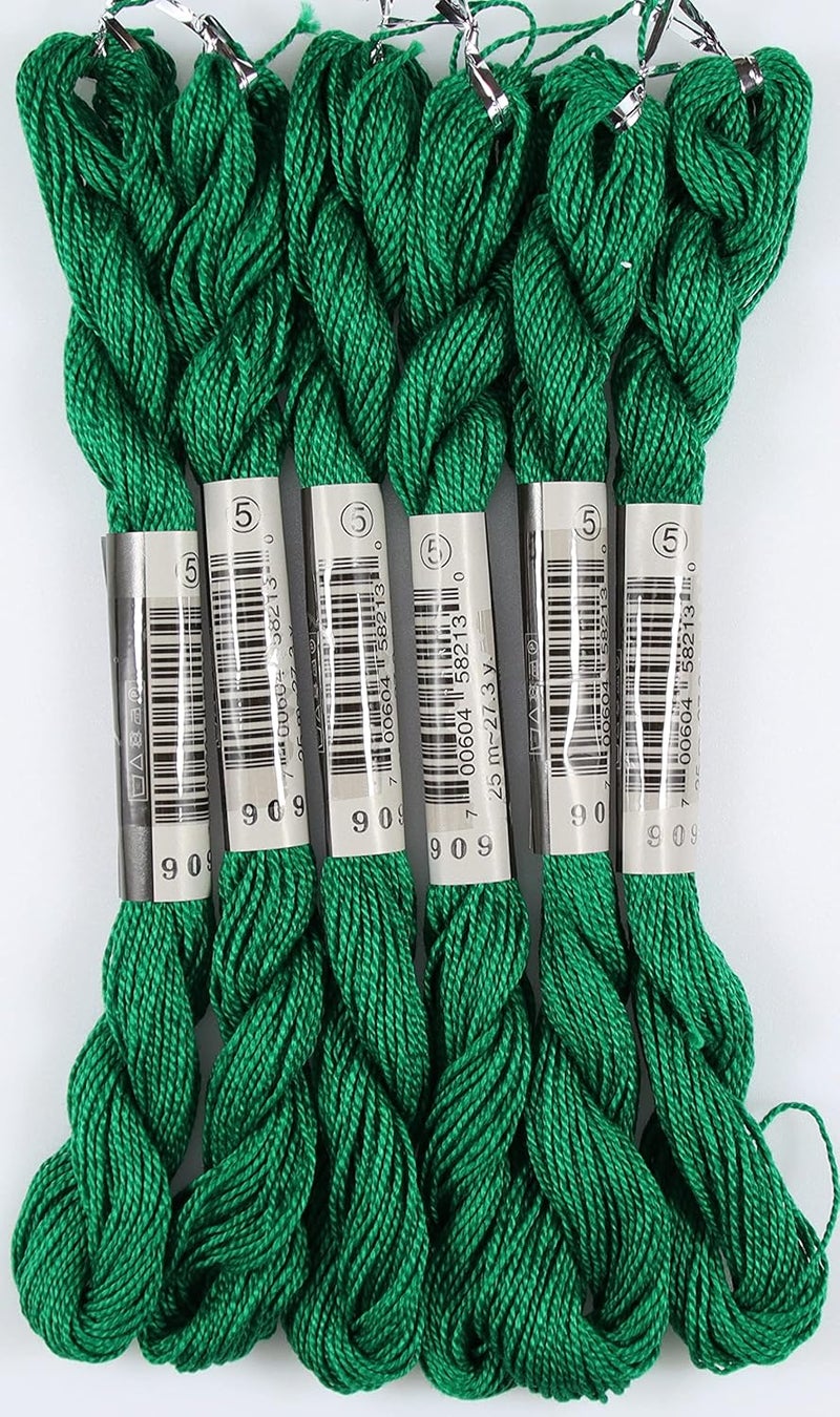 KCS 25 M/Skein Mercerized Pearl Cotton Crochet Needlepoint Thread,Size 5,6 skeins,Emerald Green vy dk - Image 2